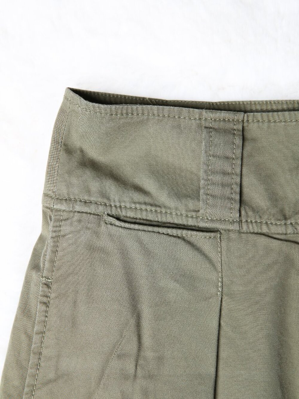 REBECCA TAYLOR Olive Green High-Waist Barrel Leg Cotton Twill Pants Size 4 - Picture 7 of 10